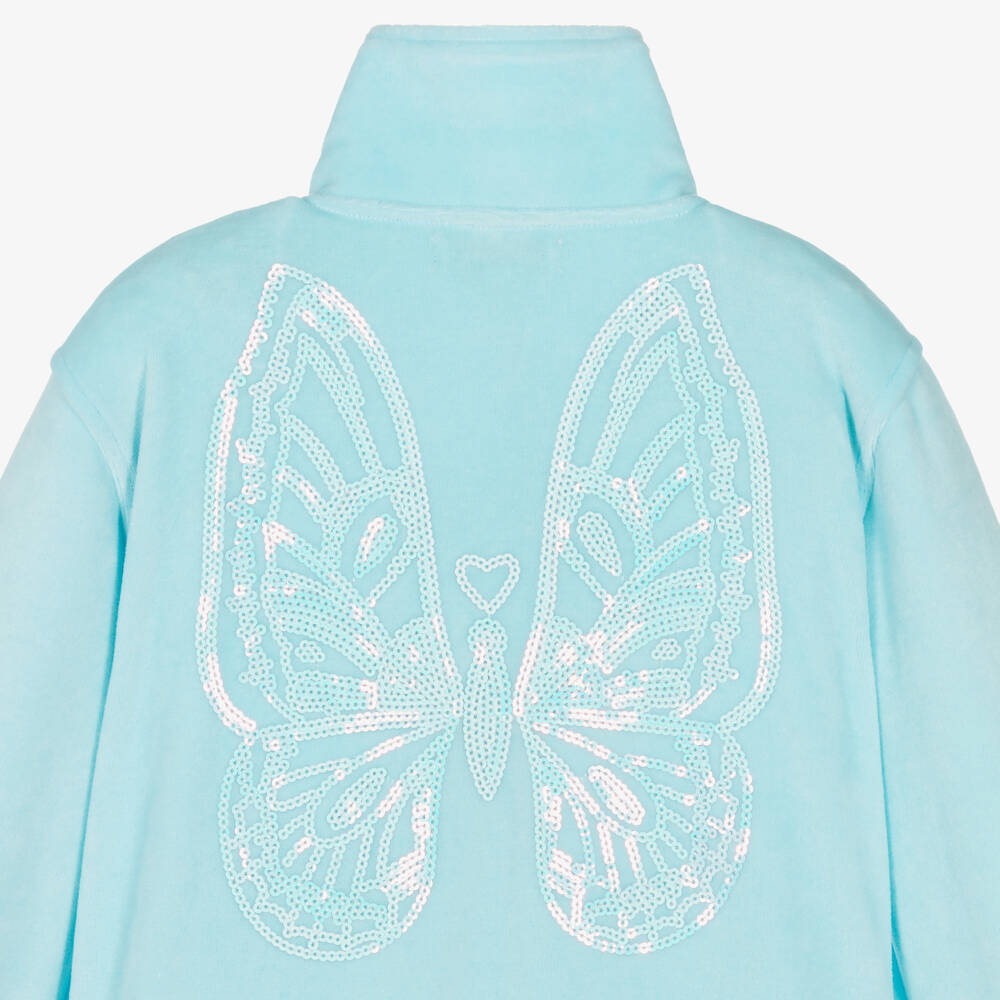 Angel's Face-بدلة رياضية قطن قطيفة لون أزرق أكوا للبنات | Childrensalon Outlet