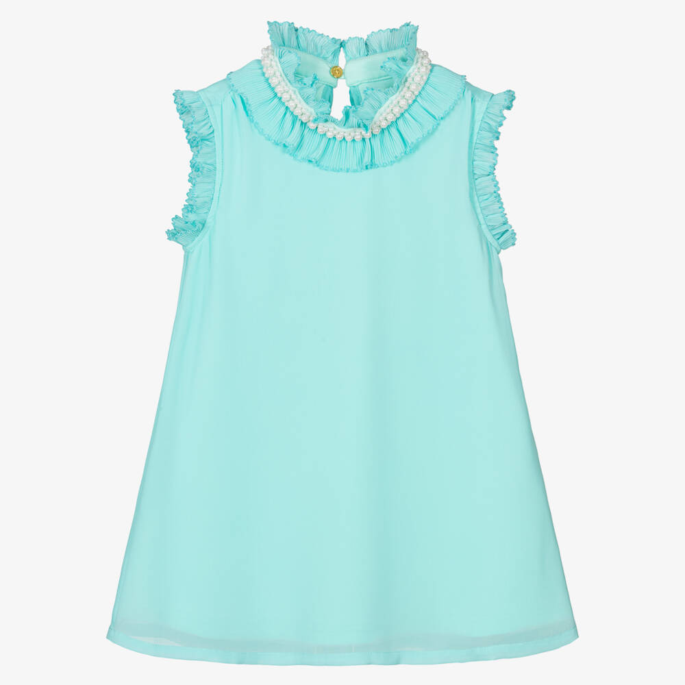 Angel's Face-Girls Aqua Chiffon Pearl Dress | Childrensalon Outlet