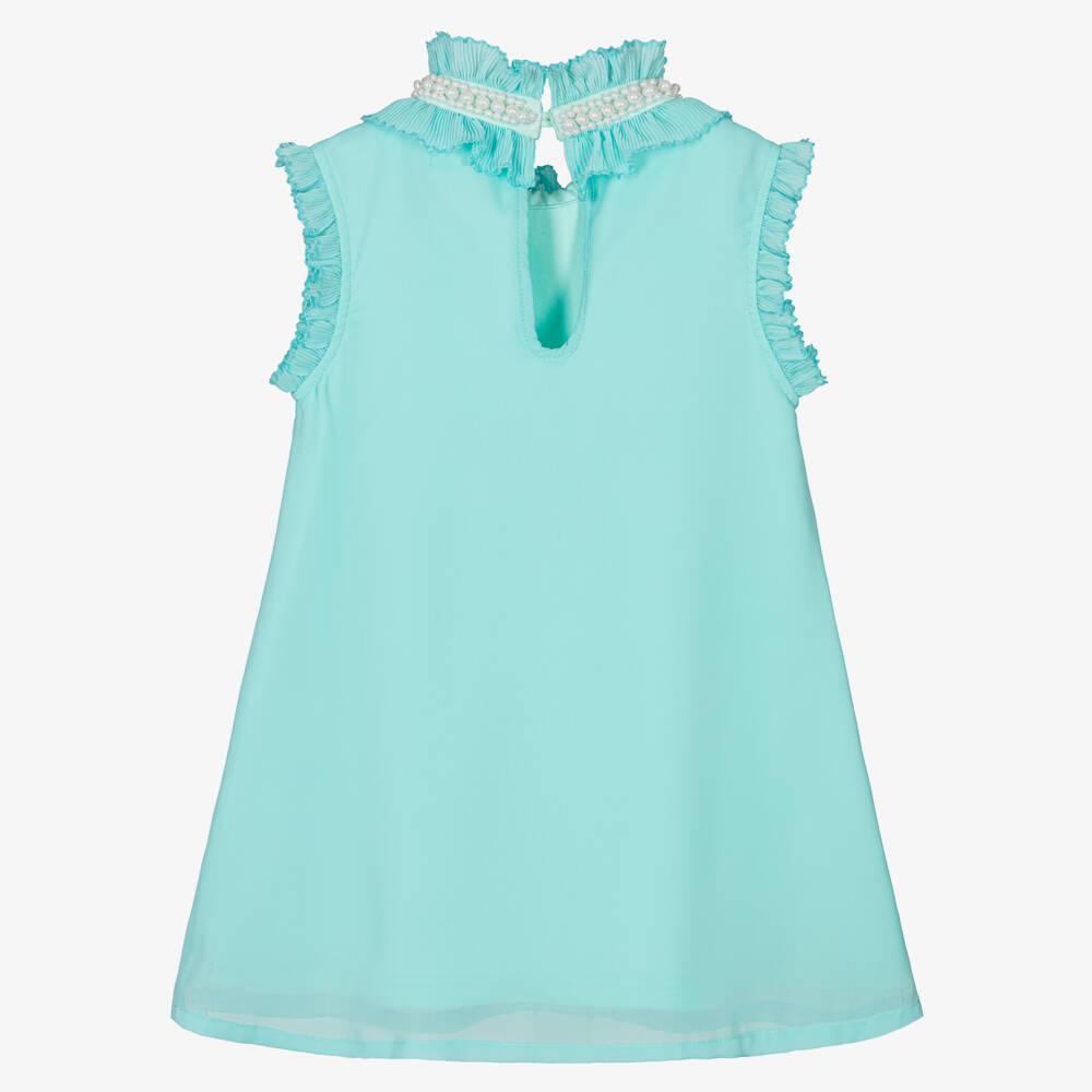Angel's Face-فستان شيفون أزرق فاتح للبنات مزين باللؤلؤ | Childrensalon Outlet