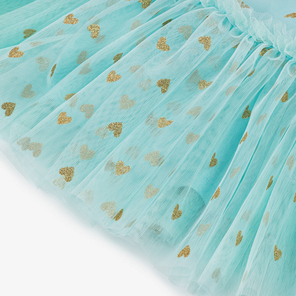Angel's Face-Girls Aqua Gold Heart Tulle Gown | Childrensalon Outlet