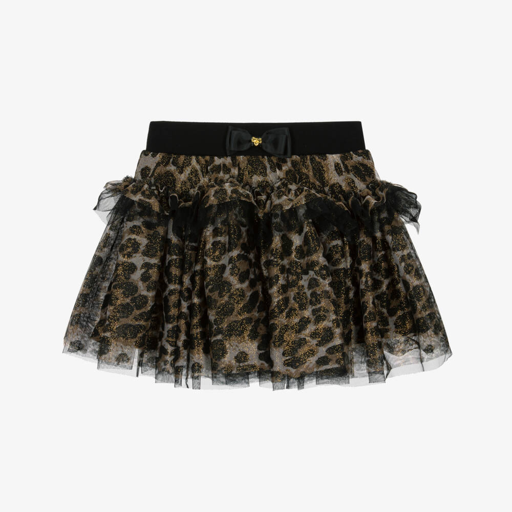 Angel's Face-Girls Beige, Black & Gold Glitter Tulle Skirt | Childrensalon Outlet