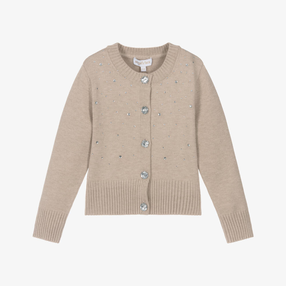 Angel's Face-Girls Beige Diamanté Embellished Cardigan | Childrensalon Outlet