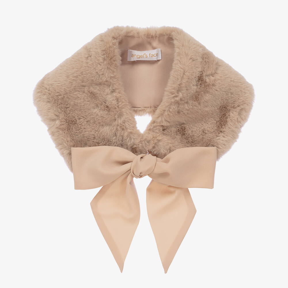 Angel's Face - Girls Beige Faux Fur Collar | Childrensalon