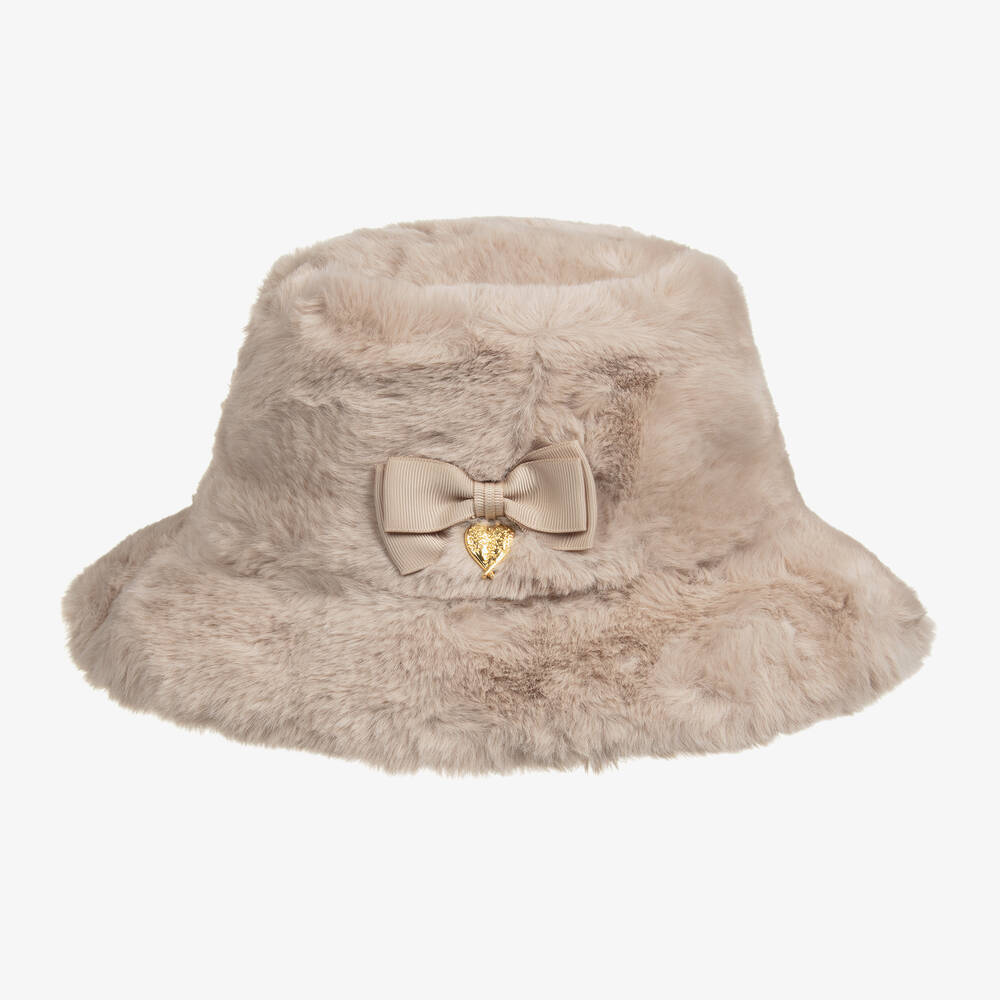 Angel's Face - Girls Beige Faux Fur Hat | Childrensalon