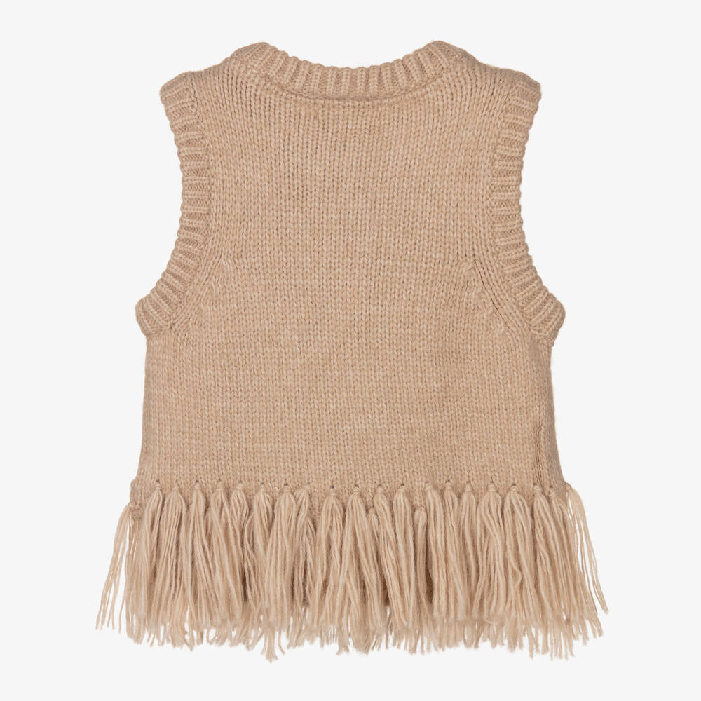 Angel's Face-سليب أوفر مزيج أكريليك محبوك لون بيج للبنات | Childrensalon Outlet