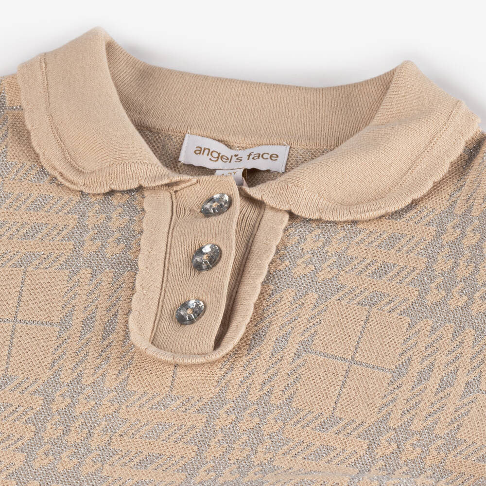 Angel's Face-Girls Beige Lurex Check Dress | Childrensalon Outlet