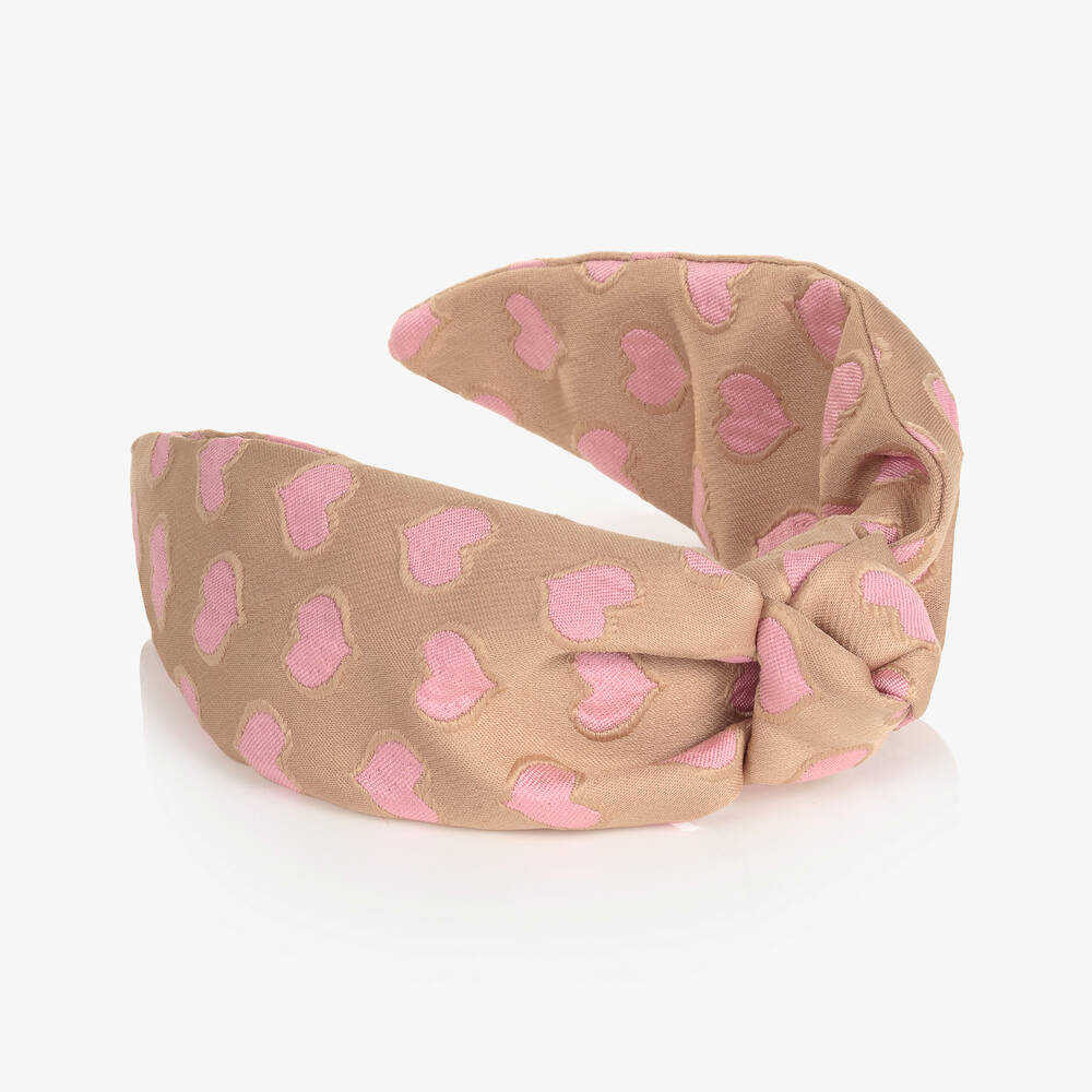 انجلز فيس-طوق للشعر جاكارد لون زهري وبيج للبنات | Childrensalon Outlet