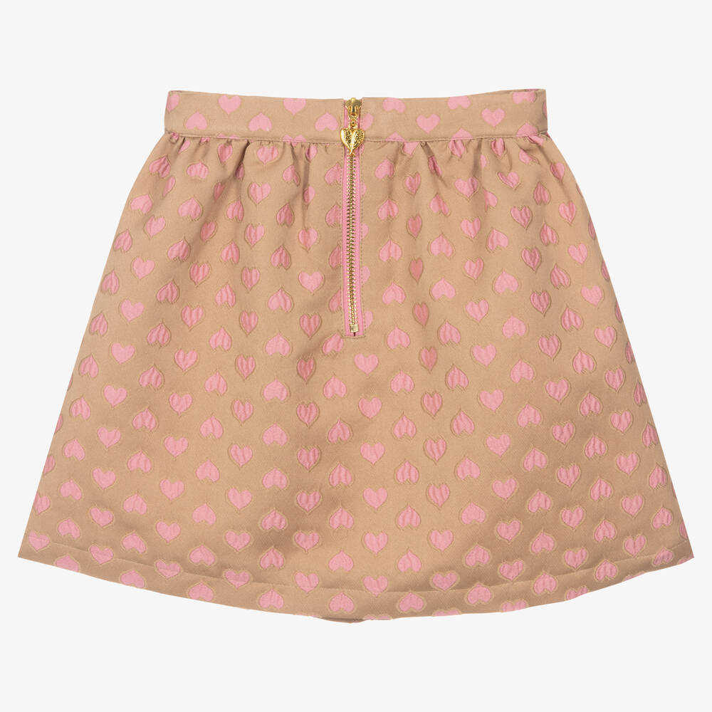Angel's Face-Girls Beige & Pink Jacquard Hearts Skirt | Childrensalon Outlet