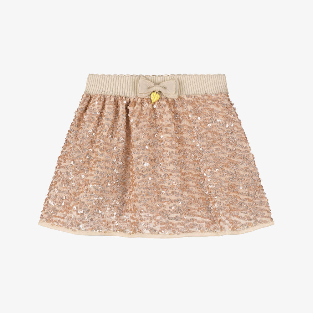 Angel's Face-Girls Beige-Pink Sequin Skirt | Childrensalon Outlet