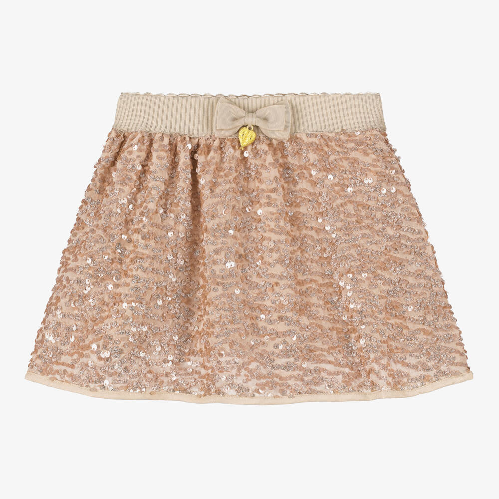 Angel's Face-Girls Beige-Pink Sequin Skirt | Childrensalon Outlet
