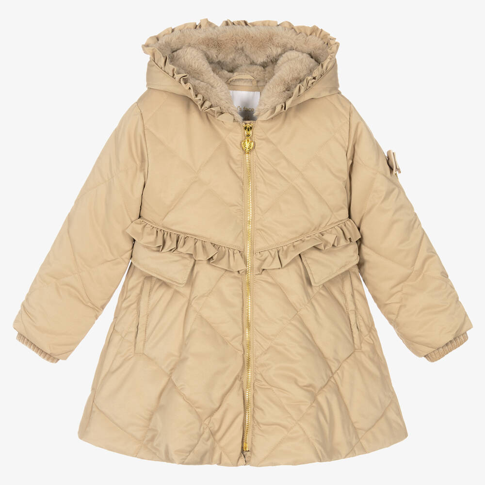 Angel's Face - Girls Beige Quilted Coat | Childrensalon