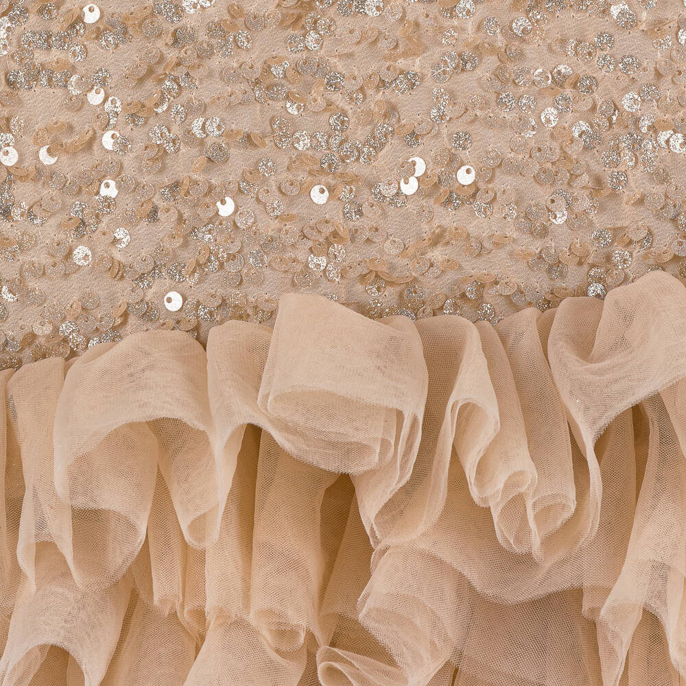 Angel's Face-Girls Beige Sequin Tulle Gown | Childrensalon Outlet