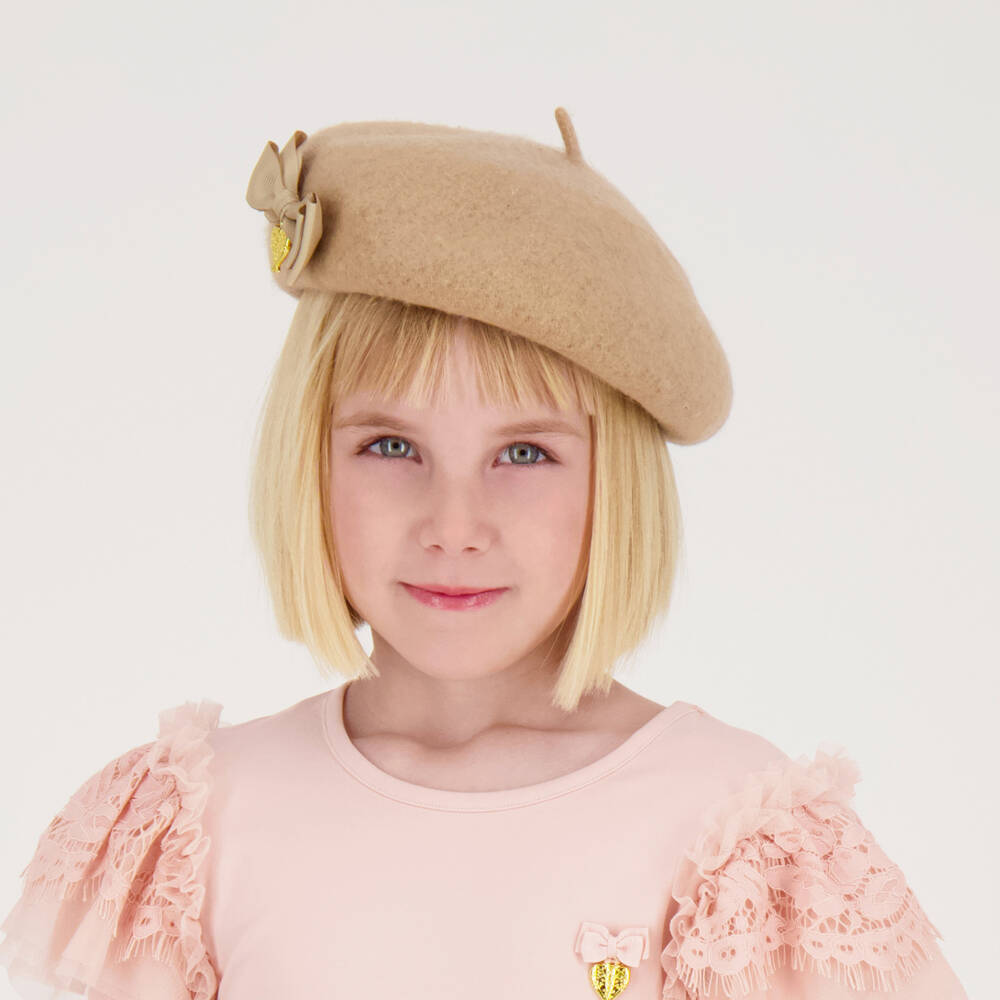 Angel's Face-Girls Beige Wool Beret | Childrensalon Outlet