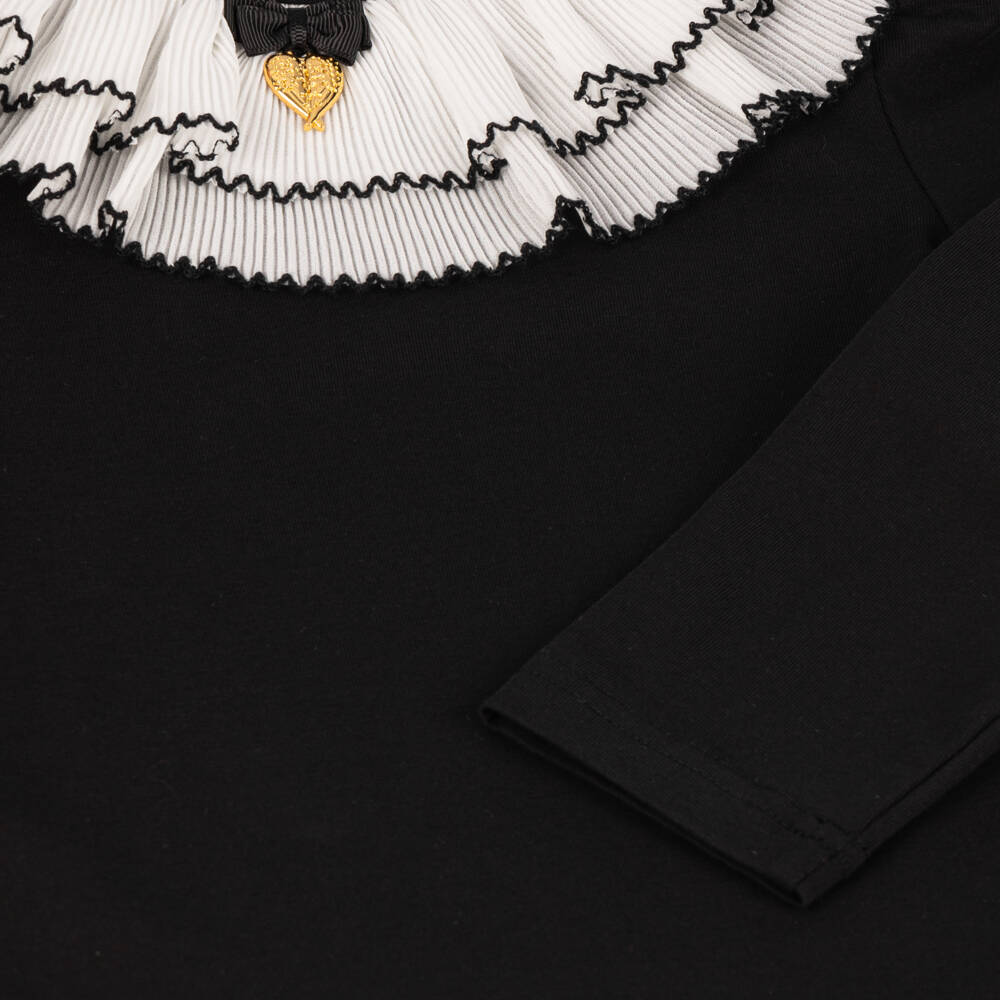 Angel's Face-Girls Black Collared Cotton Tee | Childrensalon Outlet