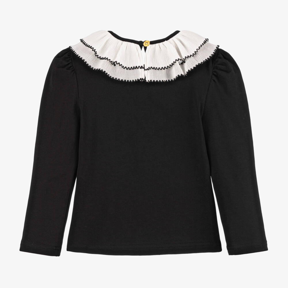 Angel's Face-Girls Black Collared Cotton Tee | Childrensalon Outlet