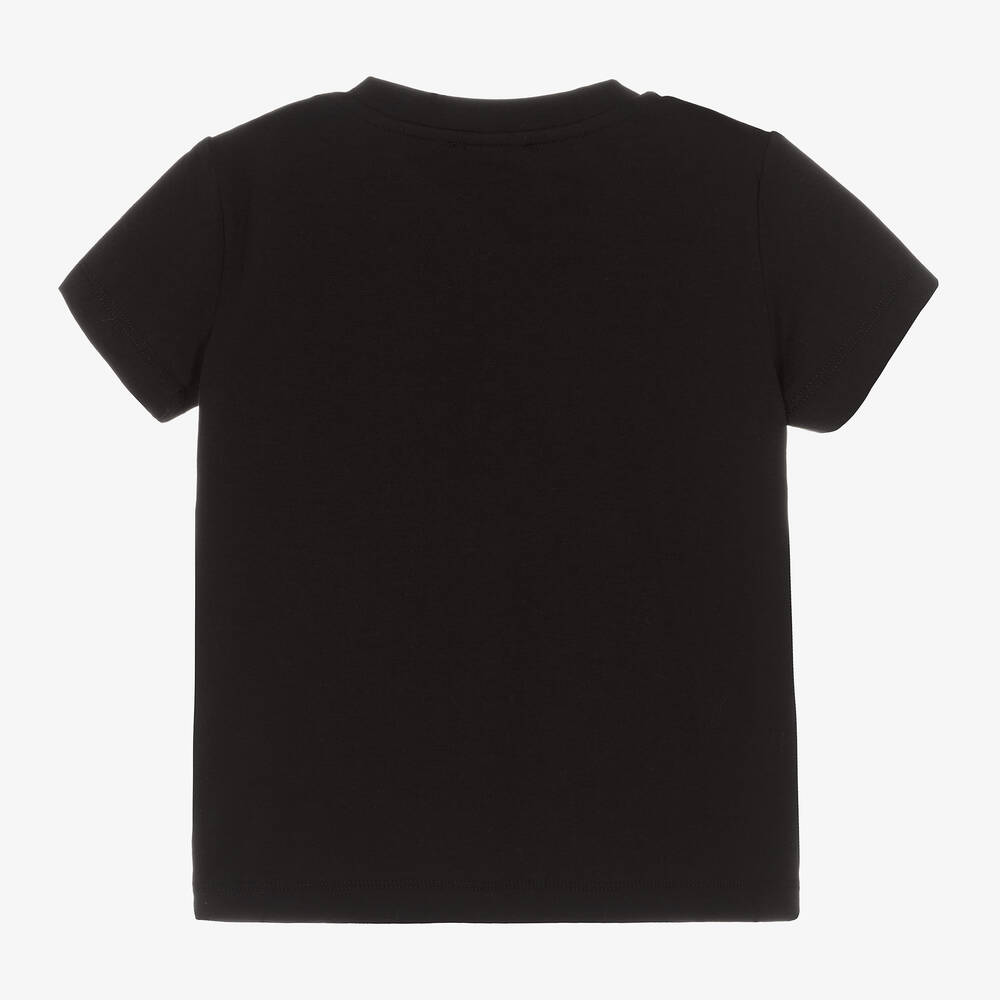 Angel's Face-Черная хлопковая футболка с жаккардовым бантом с сердцем | Childrensalon Outlet