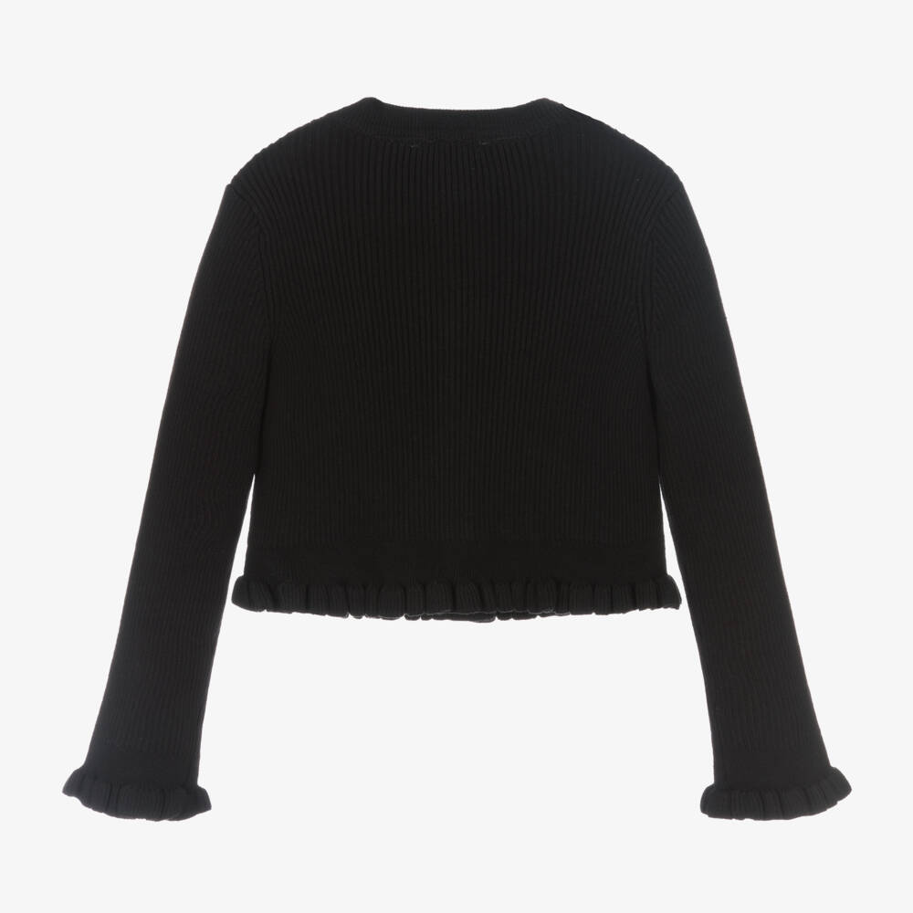 Angel's Face-Черный трикотажный кардиган из хлопка для девочек | Childrensalon Outlet