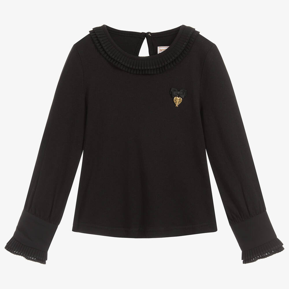 Angel's Face-Girls Black Cotton Top | Childrensalon Outlet