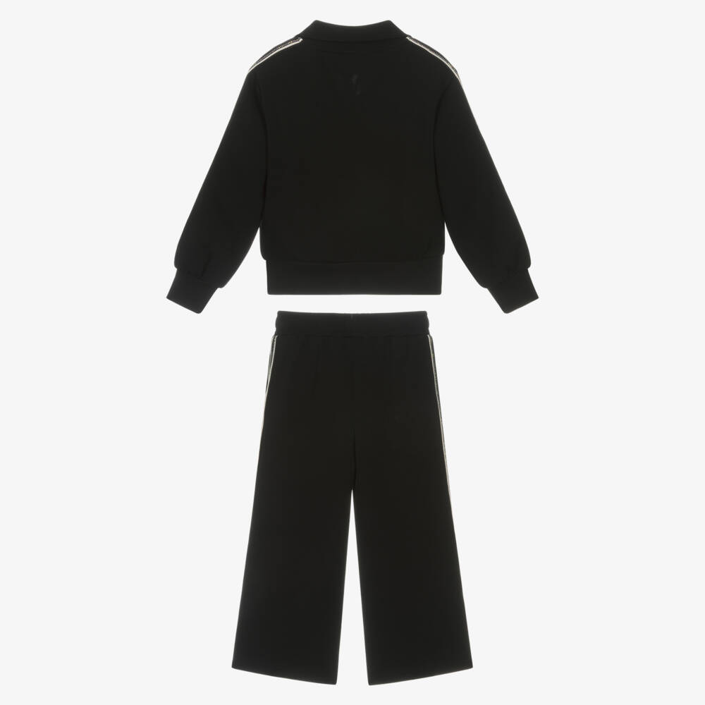 Angel's Face-Спортивный костюм из черного трикотажа с лентами для девочек | Childrensalon Outlet