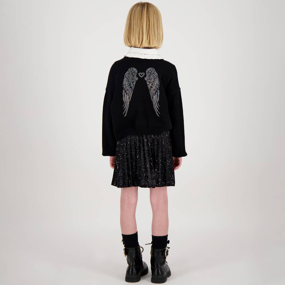 Angel's Face-Girls Black Diamanté Wings Sweater | Childrensalon Outlet