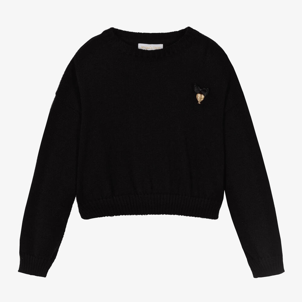 Angel's Face-Girls Black Diamanté Wings Sweater | Childrensalon Outlet