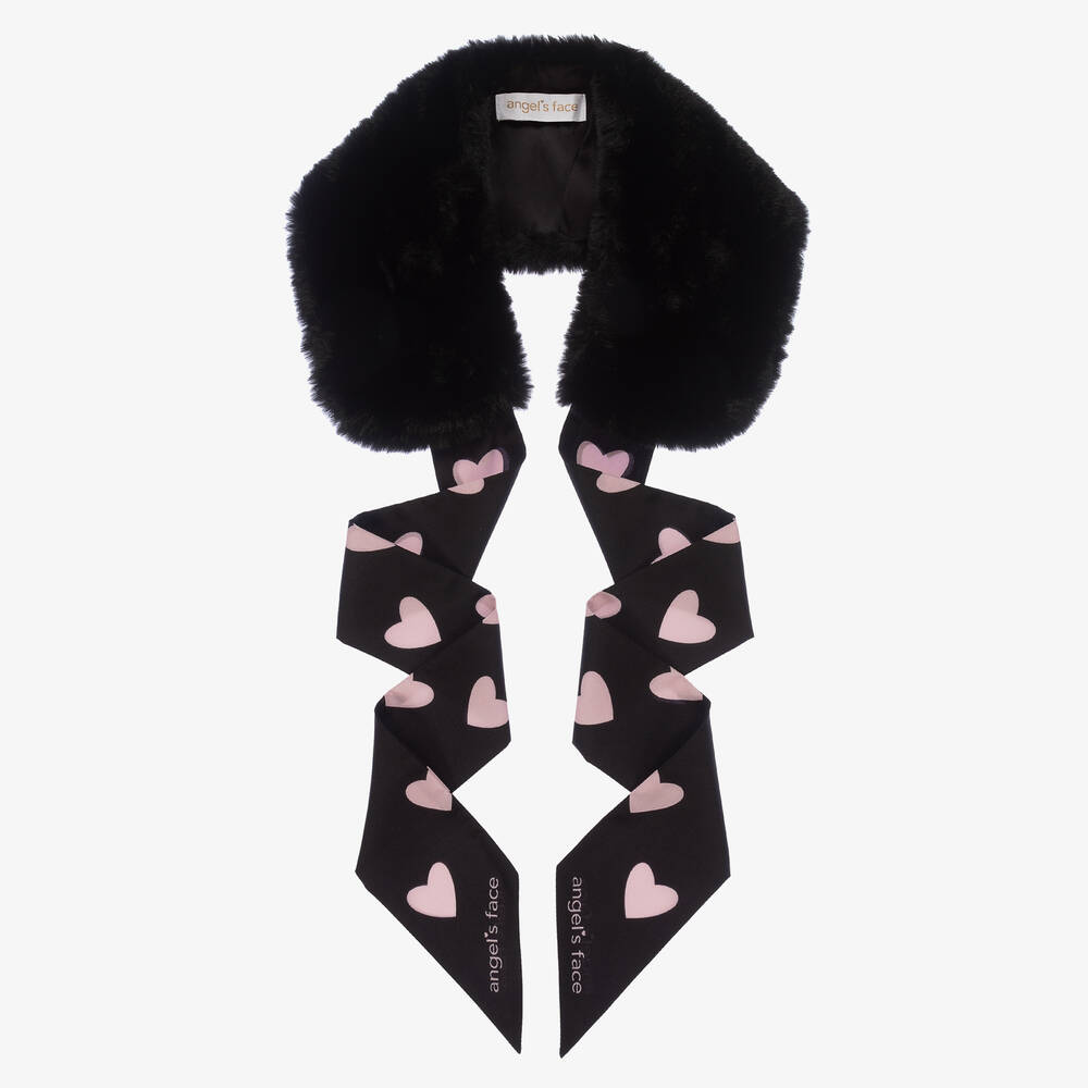 Angel's Face-Girls Black Faux Fur Collar | Childrensalon Outlet