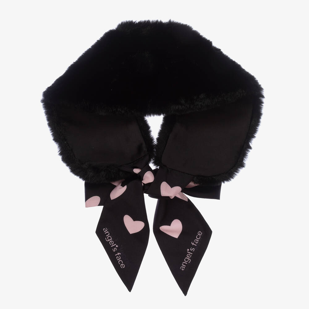 Angel's Face-Girls Black Faux Fur Collar | Childrensalon Outlet
