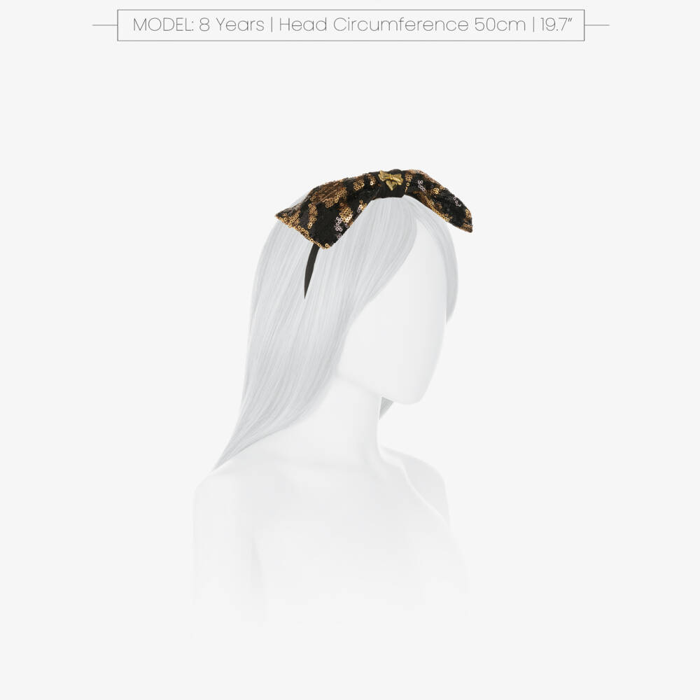 Angel's Face-Girls Black & Gold Sequin Bow Hairband | Childrensalon Outlet