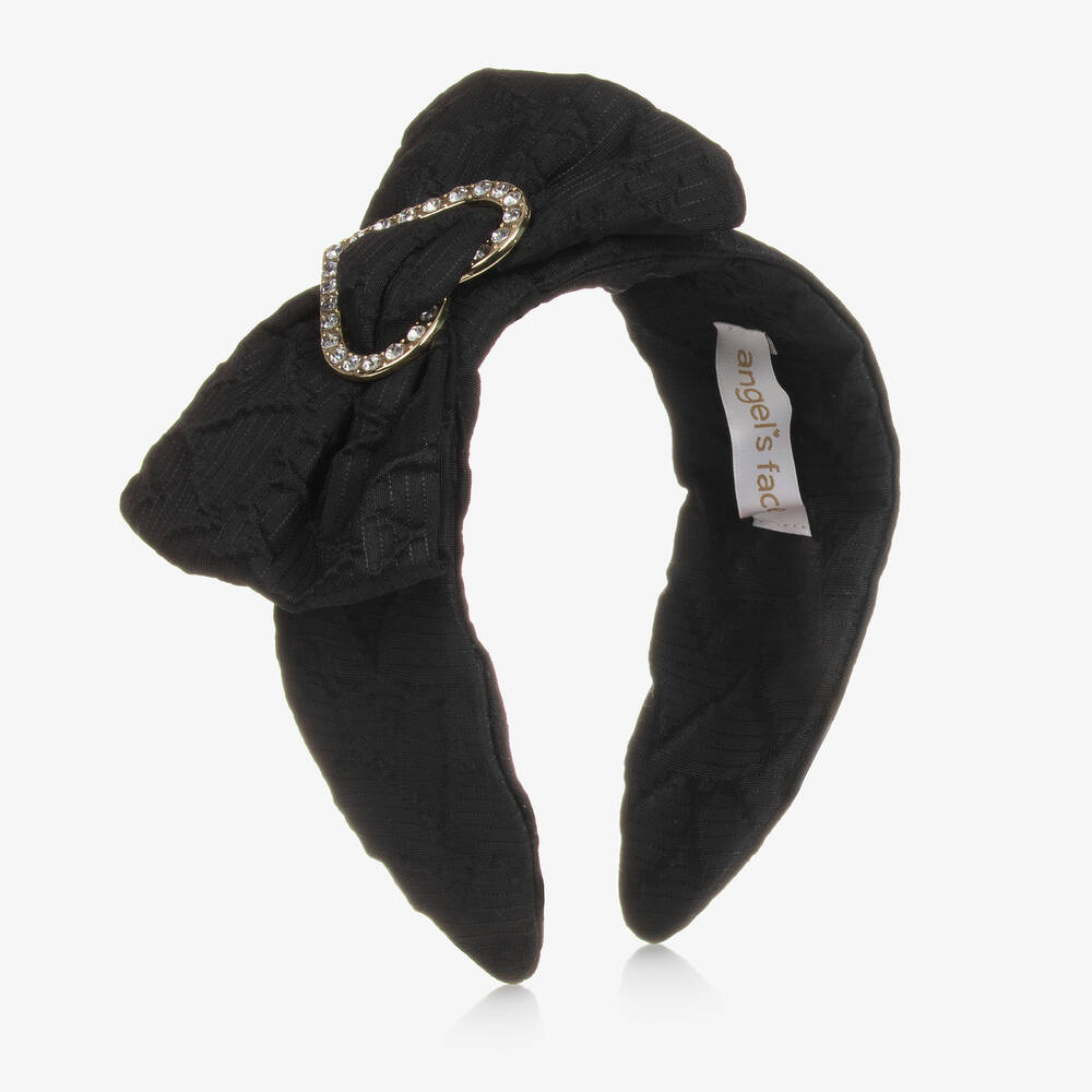 Angel's Face - Girls Black Jacquard Hairband | Childrensalon