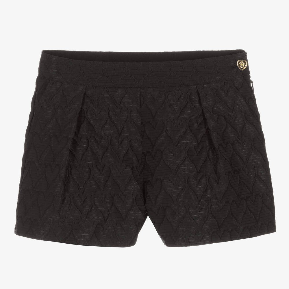 Angel's Face - Girls Black Jacquard Heart Shorts | Childrensalon