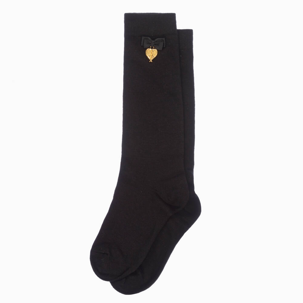 Angel's Face-Girls Black Knee Length Socks | Childrensalon Outlet