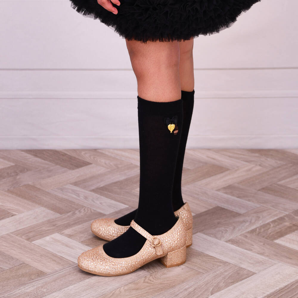 Angel's Face-Girls Black Knee Length Socks | Childrensalon Outlet