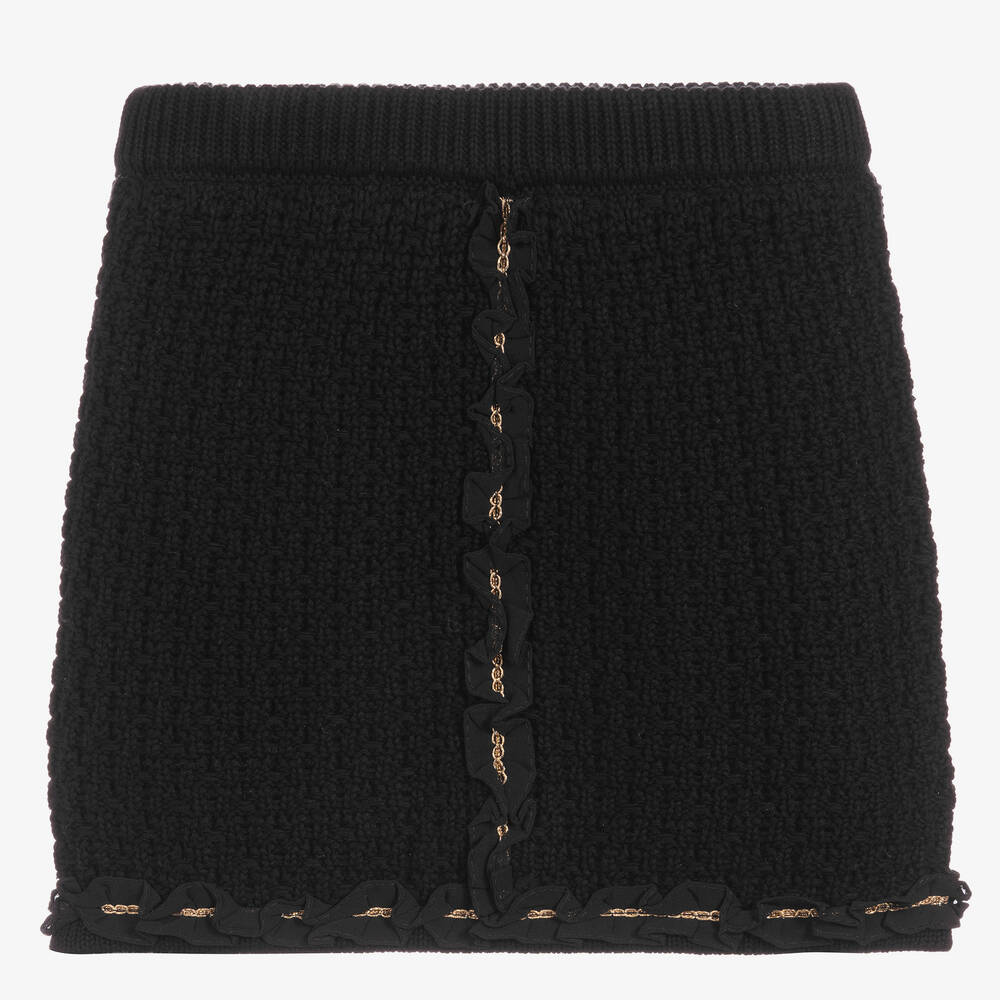 Angel's Face - Girls Black Knitted Skirt | Childrensalon