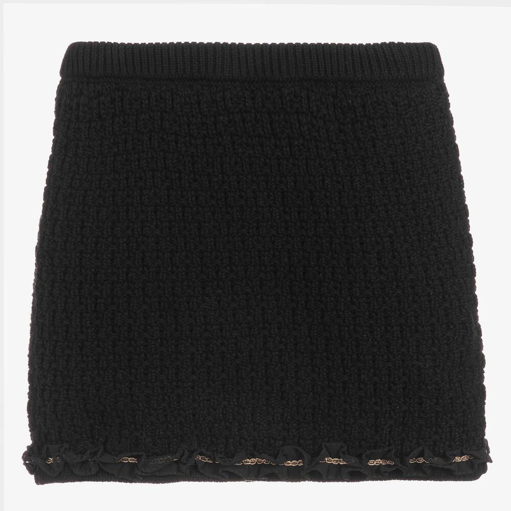 Angel's Face-تنورة قطن محبوك و شيفون لون أسود | Childrensalon Outlet