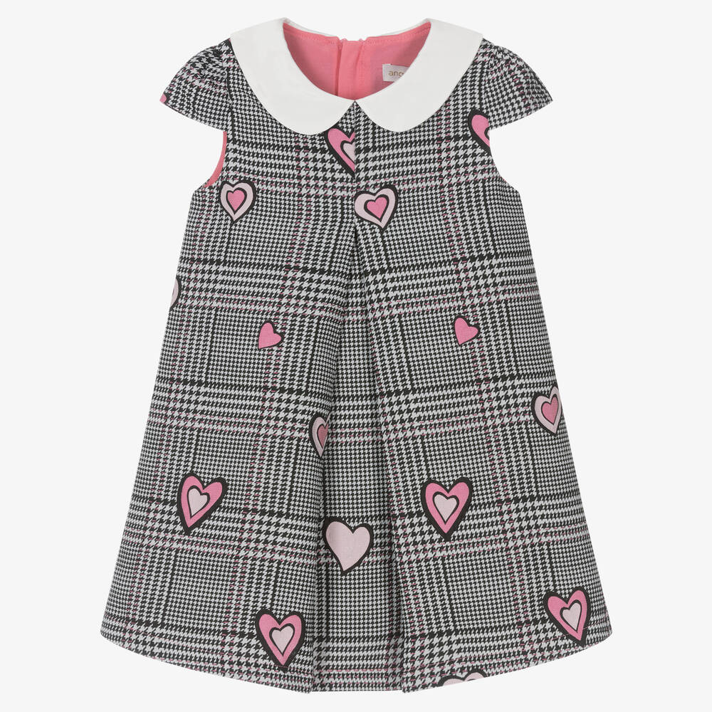 Angel's Face - Girls Black & Pink Check Heart Dress | Childrensalon