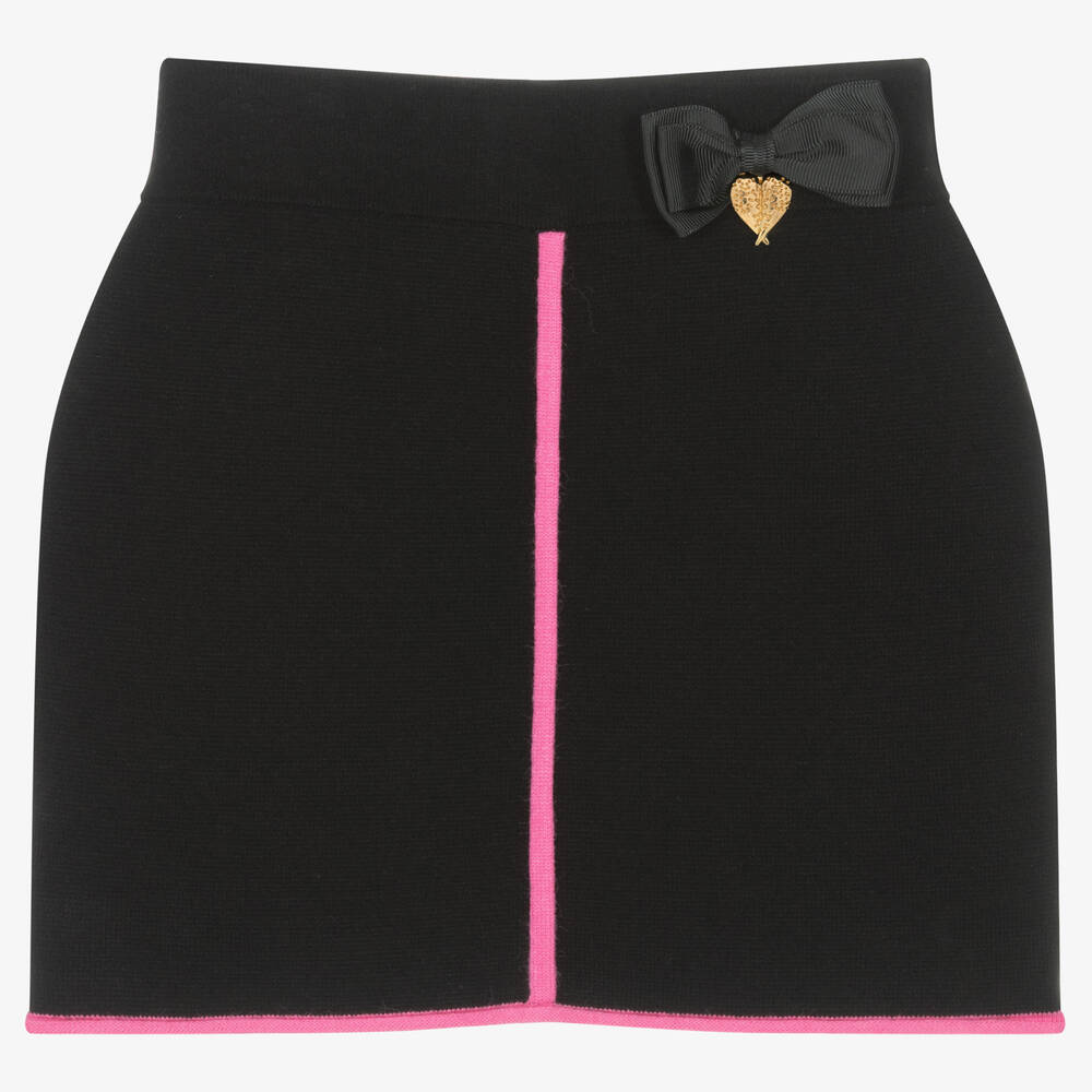 Angel's Face - Girls Black & Pink Knitted Skirt | Childrensalon