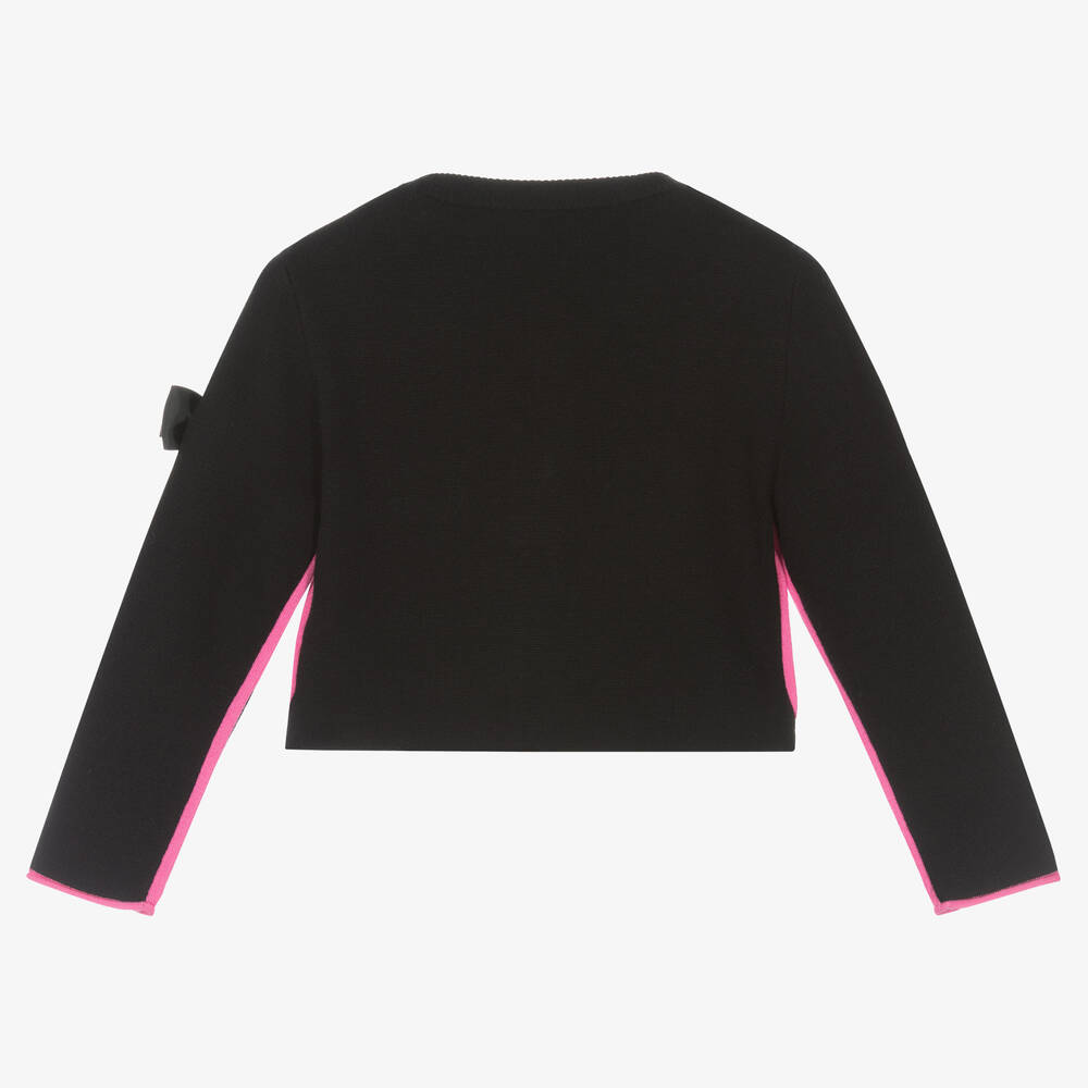 Angel's Face-Черный кардиган с розовой отделкой | Childrensalon Outlet