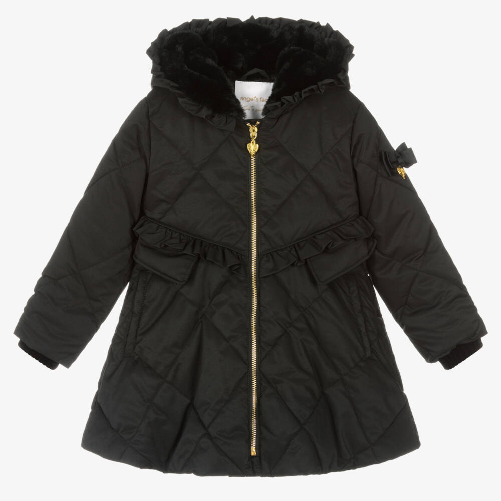 Angel's Face-Girls Black Quilted Coat | Childrensalon Outlet