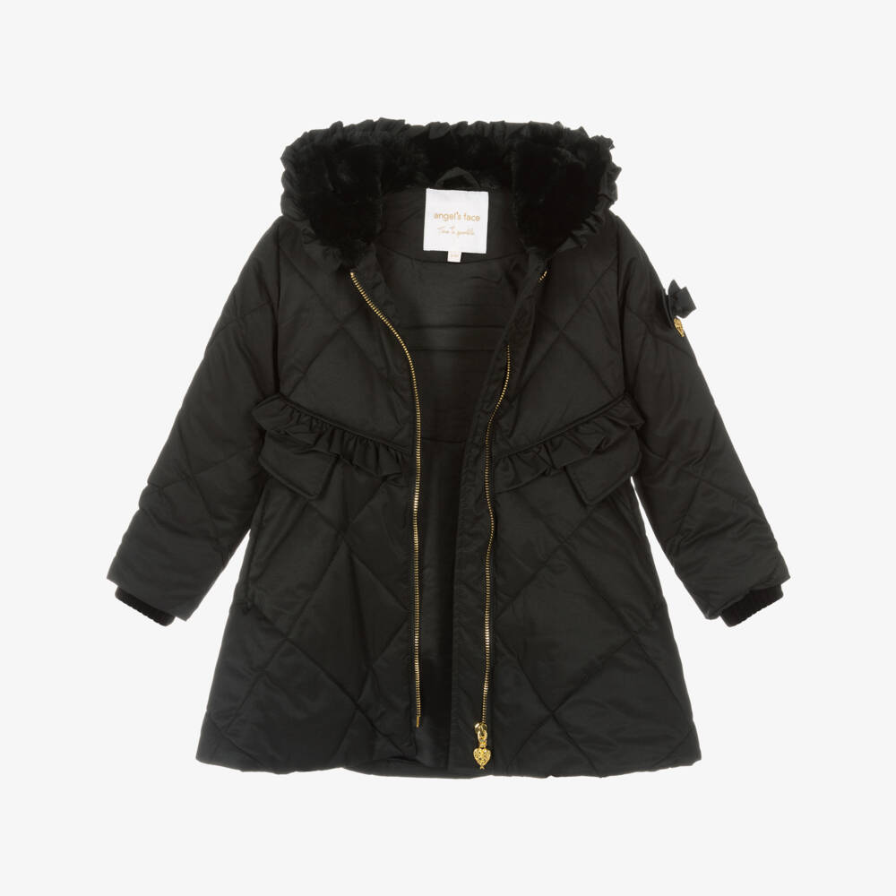 Angel's Face-Girls Black Quilted Coat | Childrensalon Outlet
