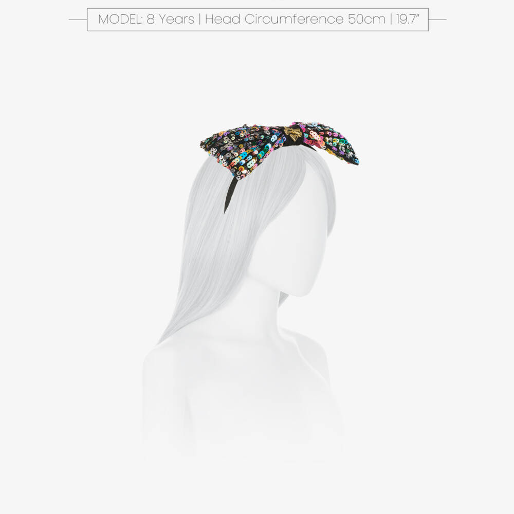 Angel's Face-Girls Black & Rainbow Sequin Bow Hairband | Childrensalon Outlet