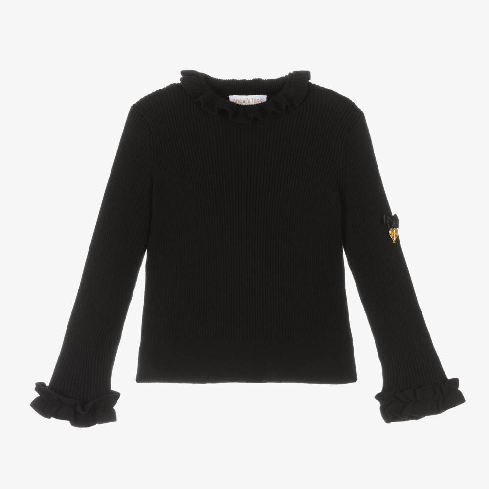 Angel's Face-Girls Black Ribbed Knit Rollneck | Childrensalon Outlet