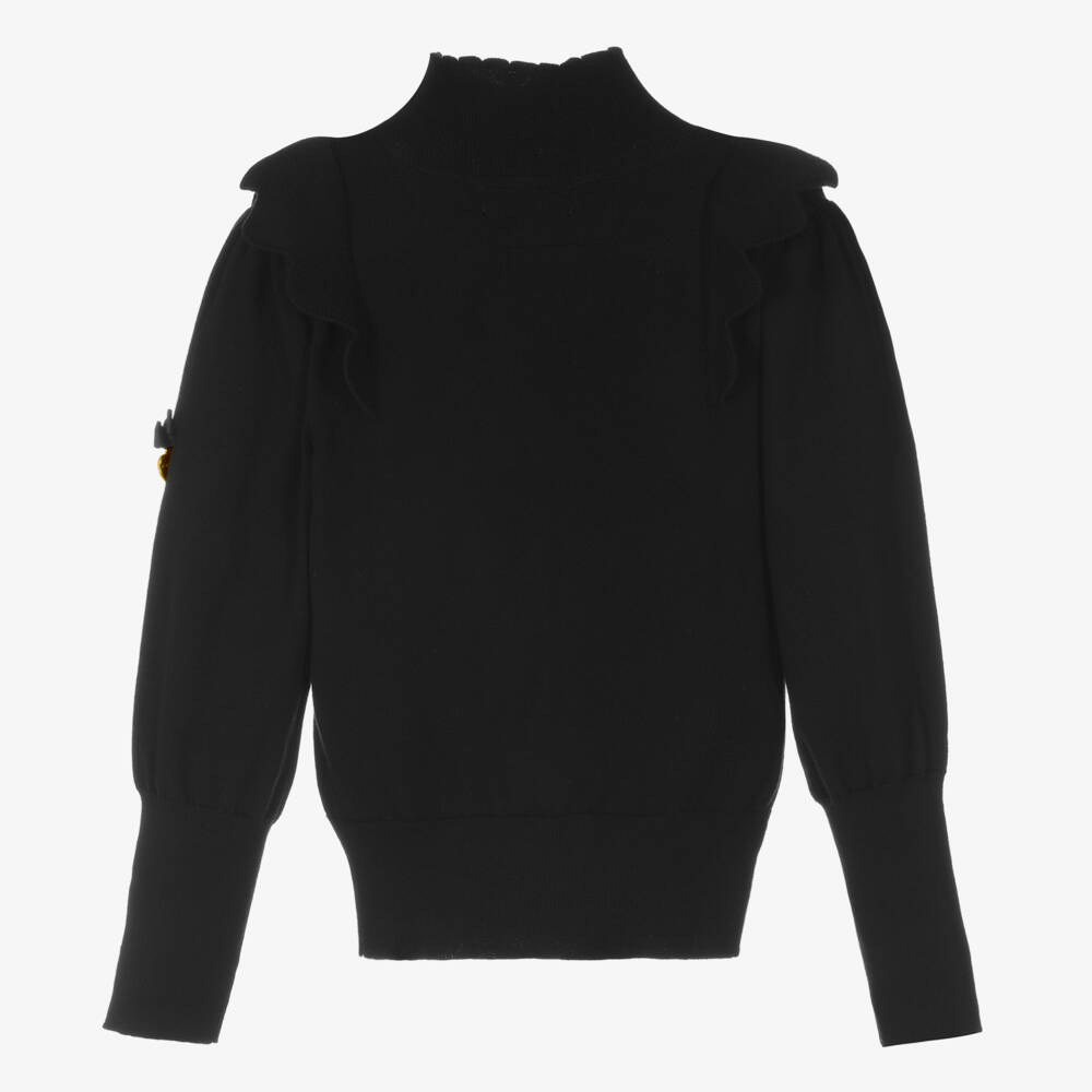 Angel's Face-Girls Black Ruffle Knit Jumper | Childrensalon Outlet