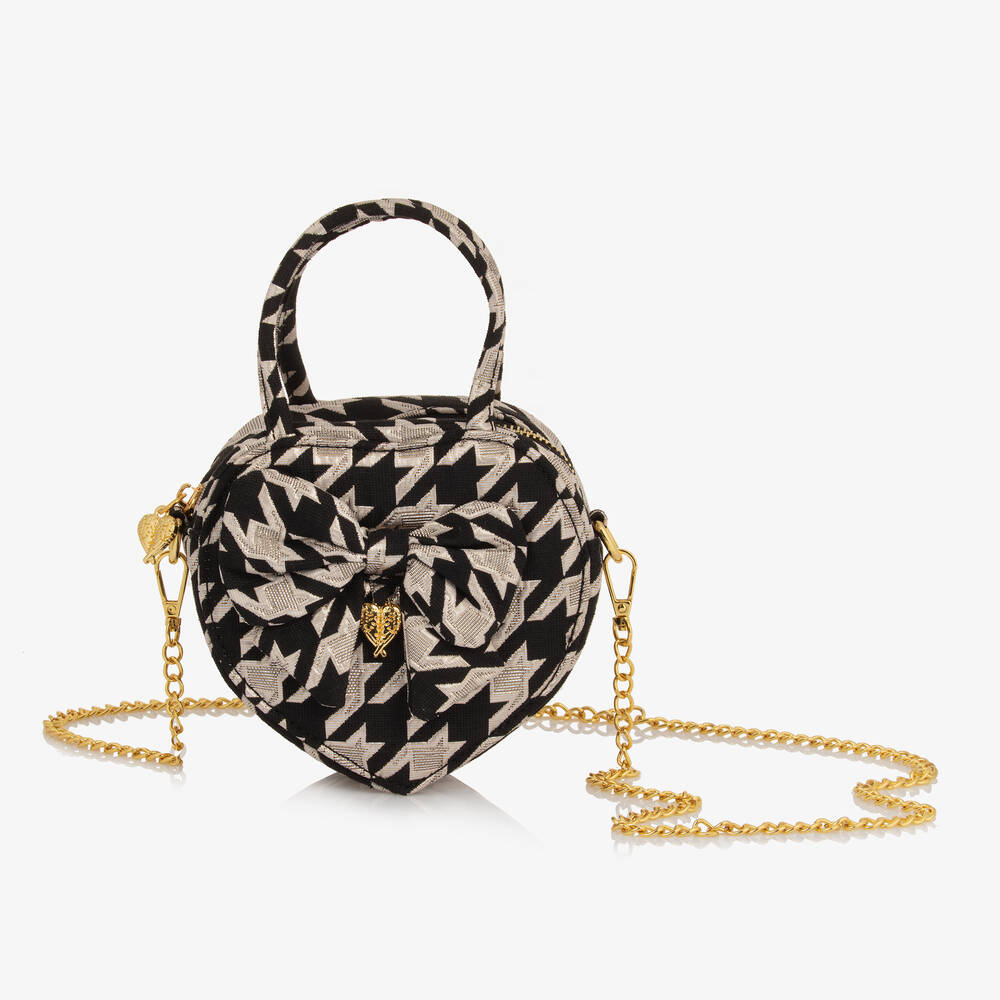 Angel's Face-Girls Black & Silver Houndstooth Bag (15cm) | Childrensalon Outlet