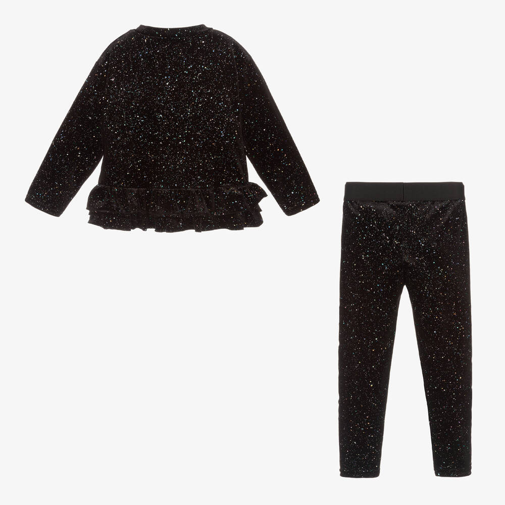 Angel's Face-Girls Black Sparkly Velour Leggings Set | Childrensalon Outlet