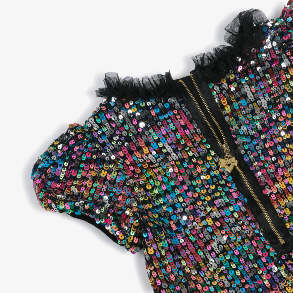 Angel's Face-Girls Black Tulle Dress with Pink & Blue Sequins | Childrensalon Outlet