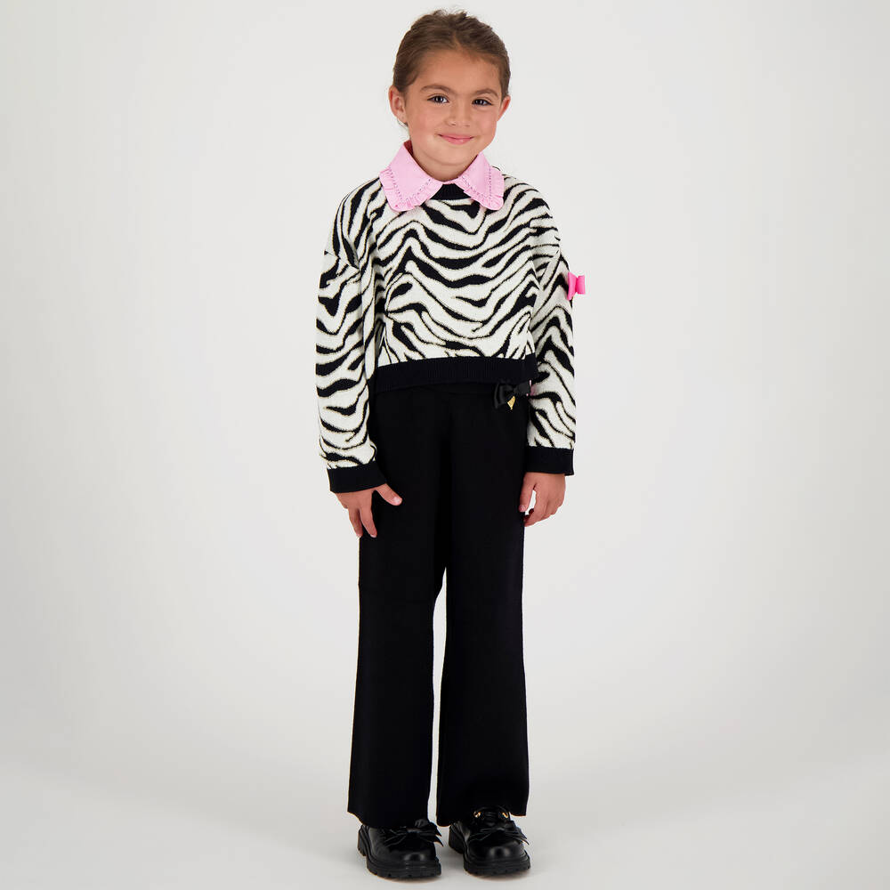 Angel's Face-Girls Black Viscose Knit Wide Leg Trousers | Childrensalon Outlet