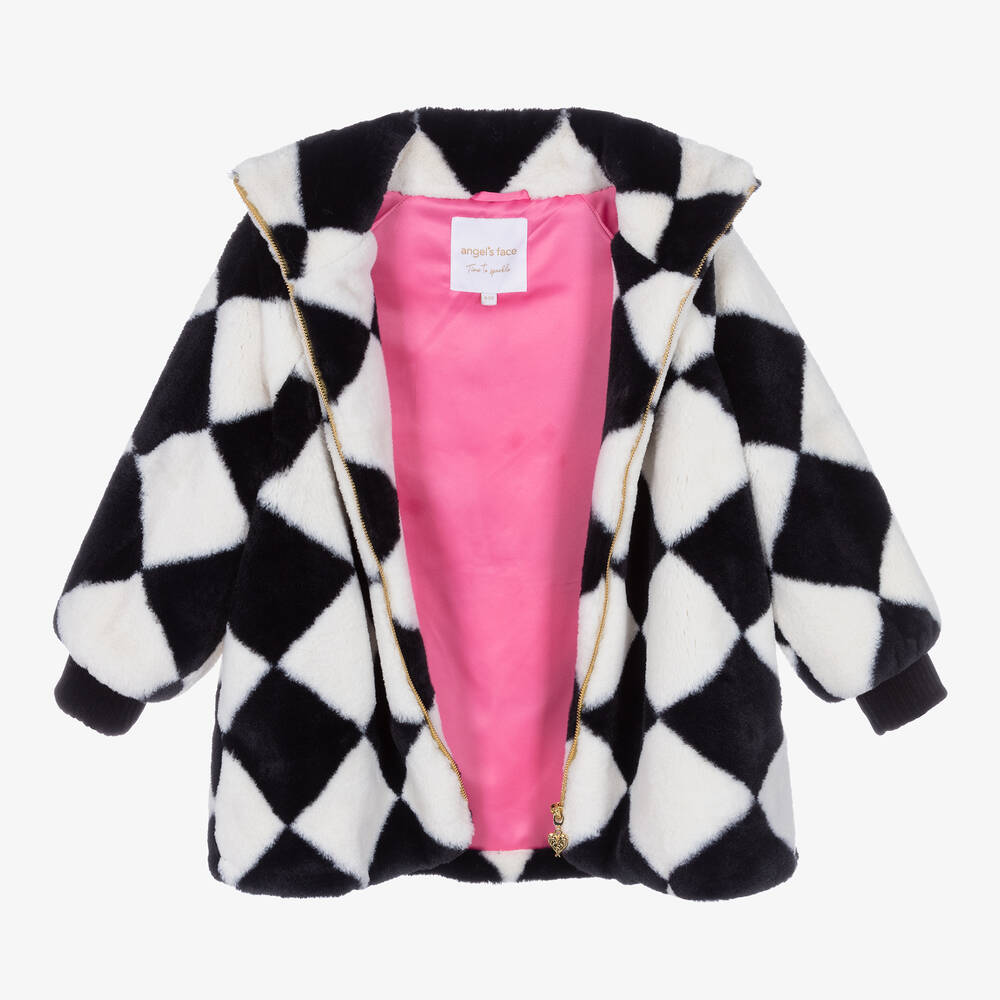 Angel's Face-Girls Black & White Plush Coat | Childrensalon Outlet
