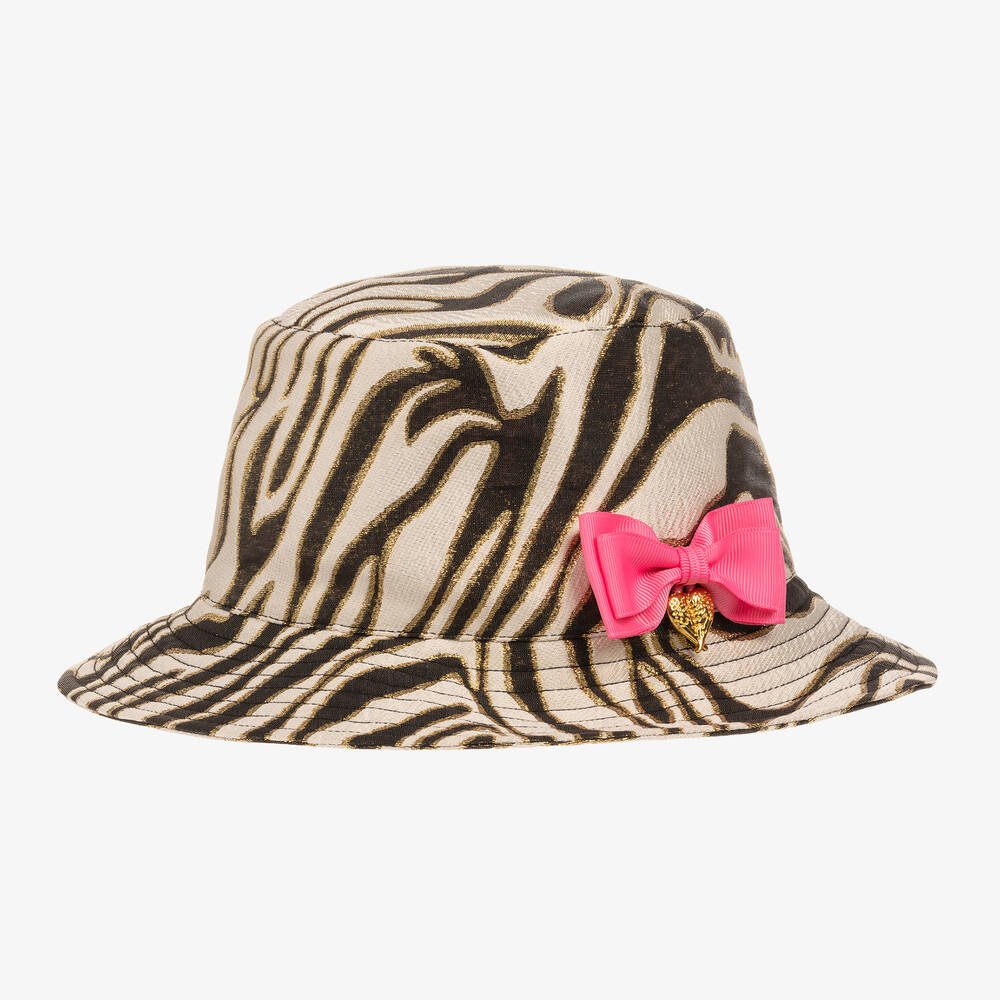 Angel's Face - Girls Black & White Zebra Print Bucket Hat | Childrensalon