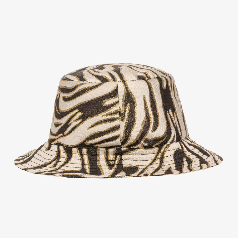 CELINE | ZEBRA-PRINT BUCKET HAT ハット Zebra-Print Bucket Hat In Off White & Black Cotton Gabardine