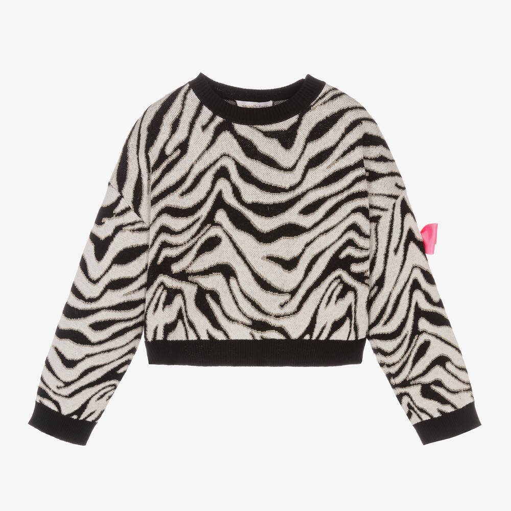 Angel's Face - Schwarz-weißer Pullover in Zebraoptik für Mädchen | Childrensalon